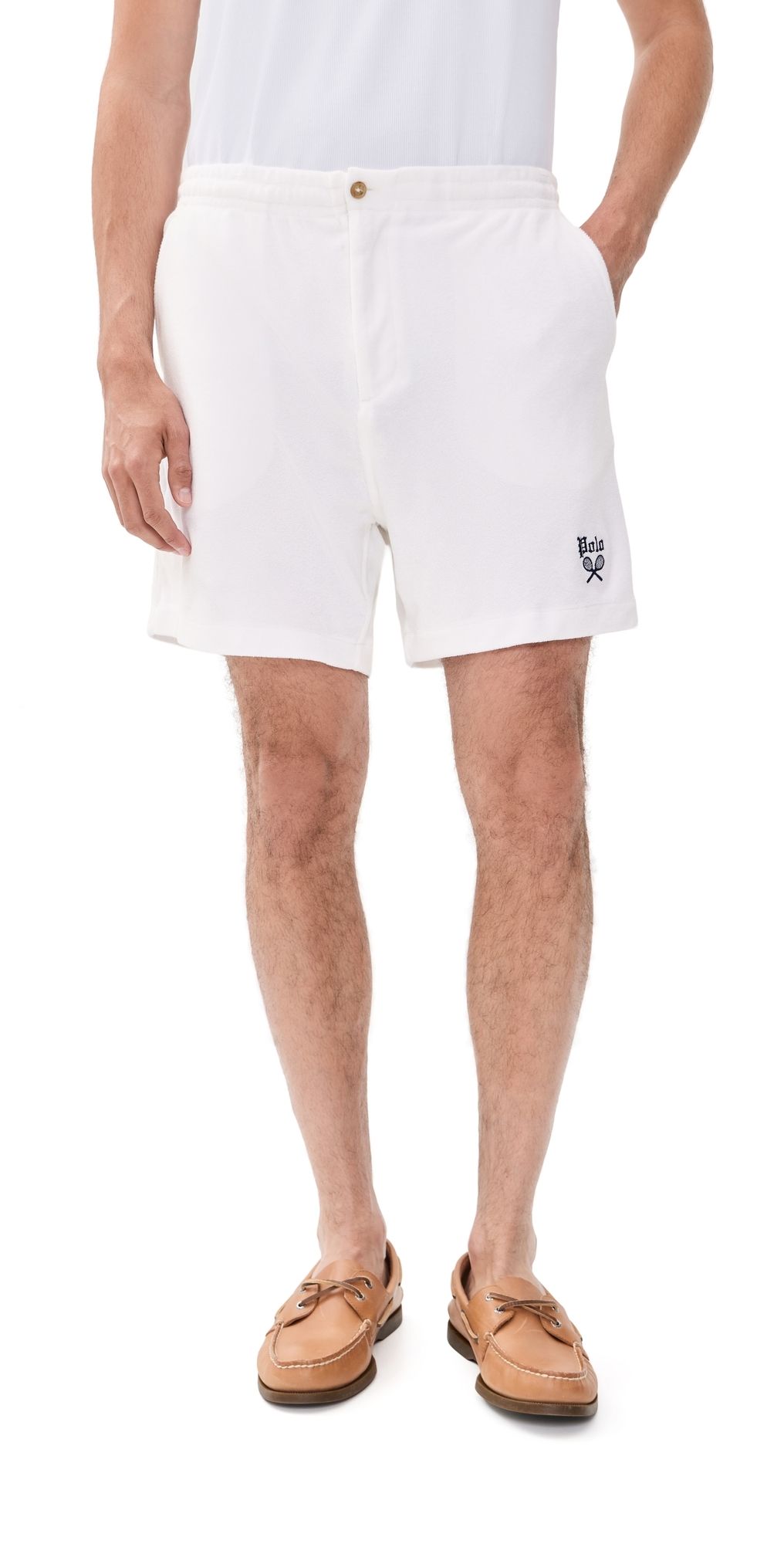 Polo Ralph Lauren Lightweight Terry Prepster Tennis Logo Shorts White S