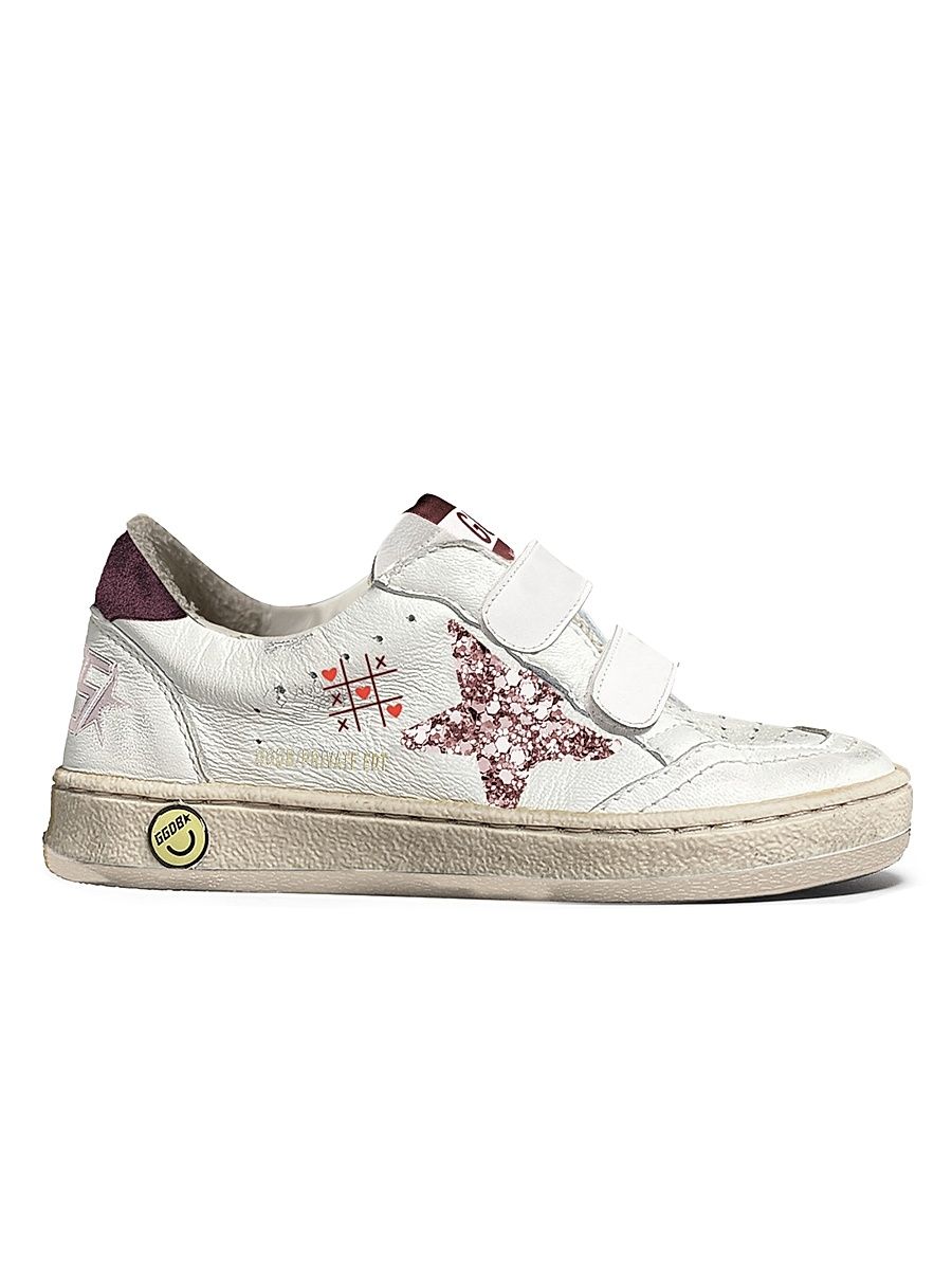 Baby Girl's, Little Girl's & Girl's Ballstar Leather Glitter-Star Sneakers - White - Size 4 (Child)
