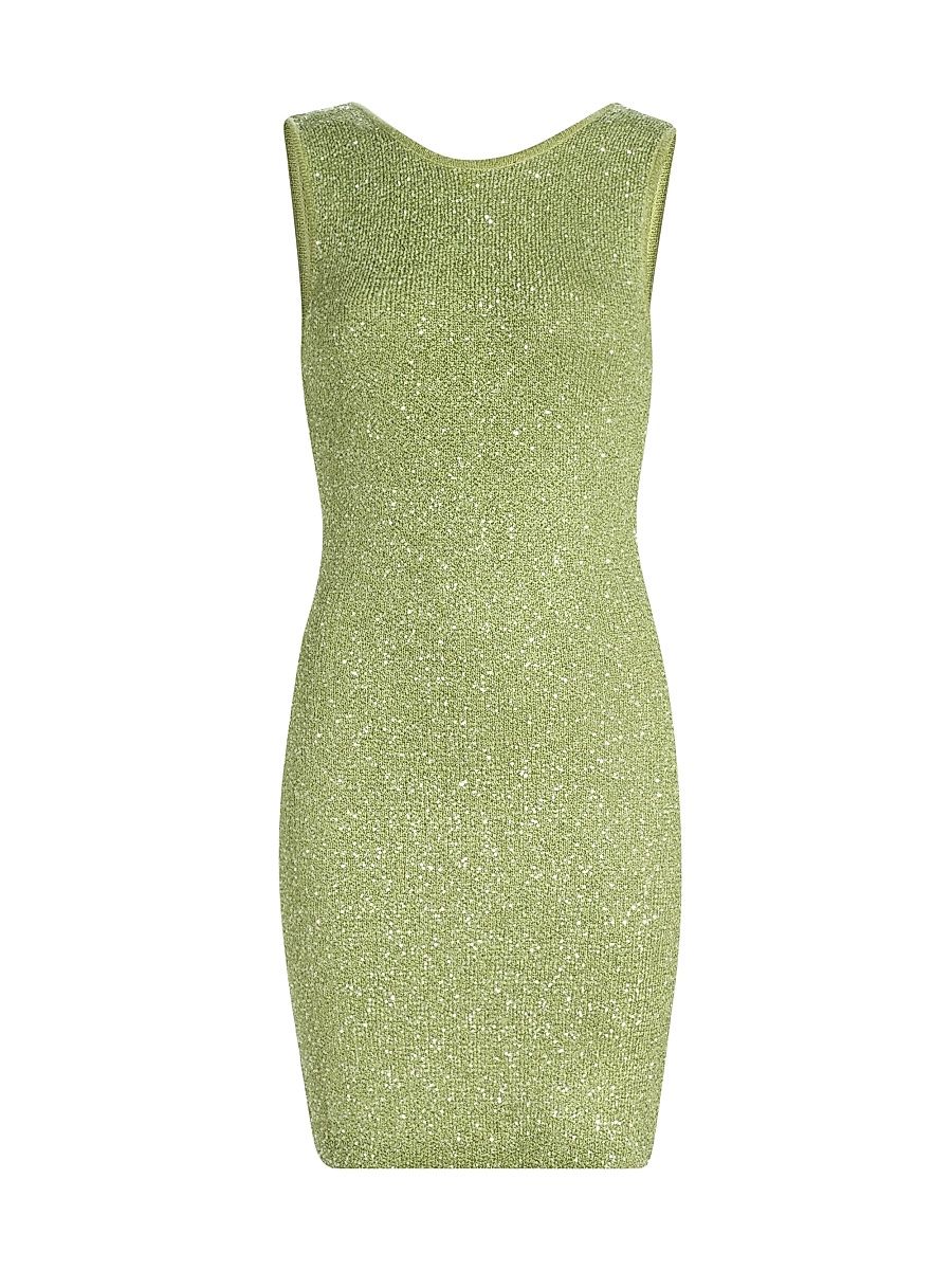 Women's Alaina Embellished Knit Scoopback Minidress - Pistachio - Size Large
