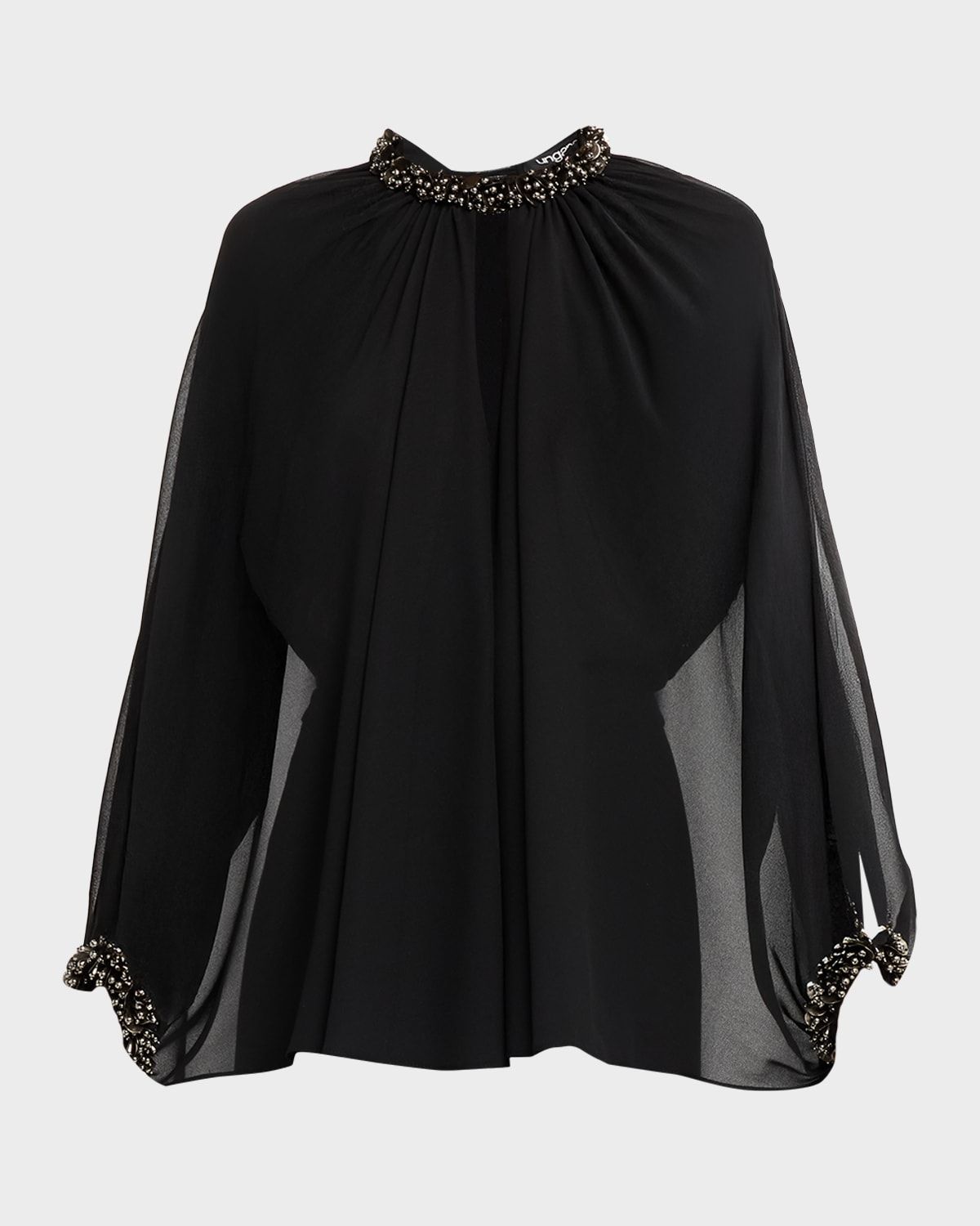 Avery Beaded Chiffon Cape Blouse