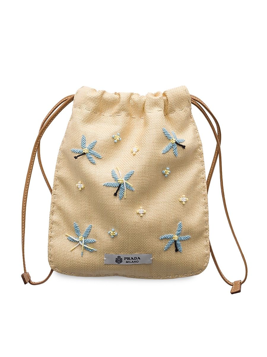 Women's Embroidered Canvas Smartphone Case - Beige Khaki
