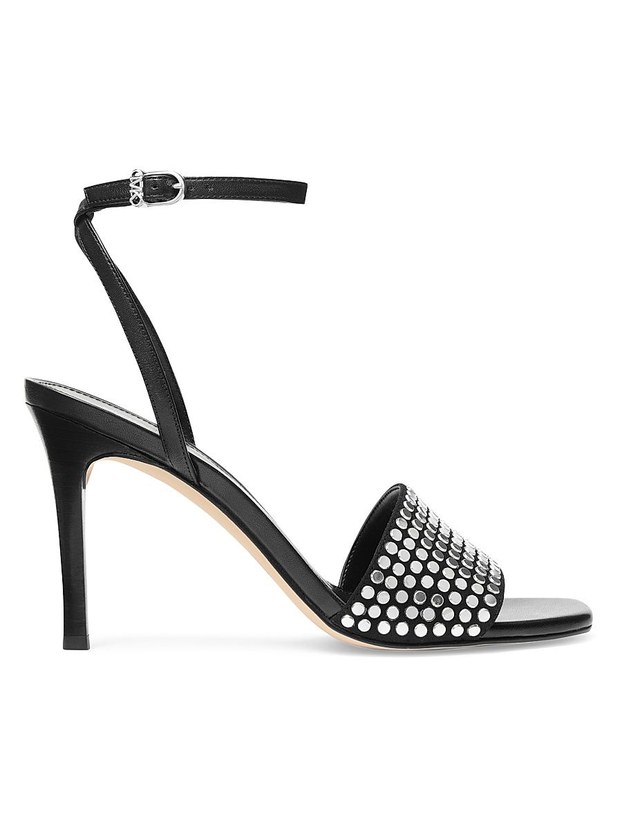 Women's Elyse 90MM Studded Leather Sandals - Black - Size 10