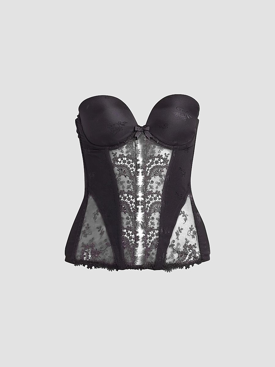 Women's Floral Lace Bustier - Black - Size 36B