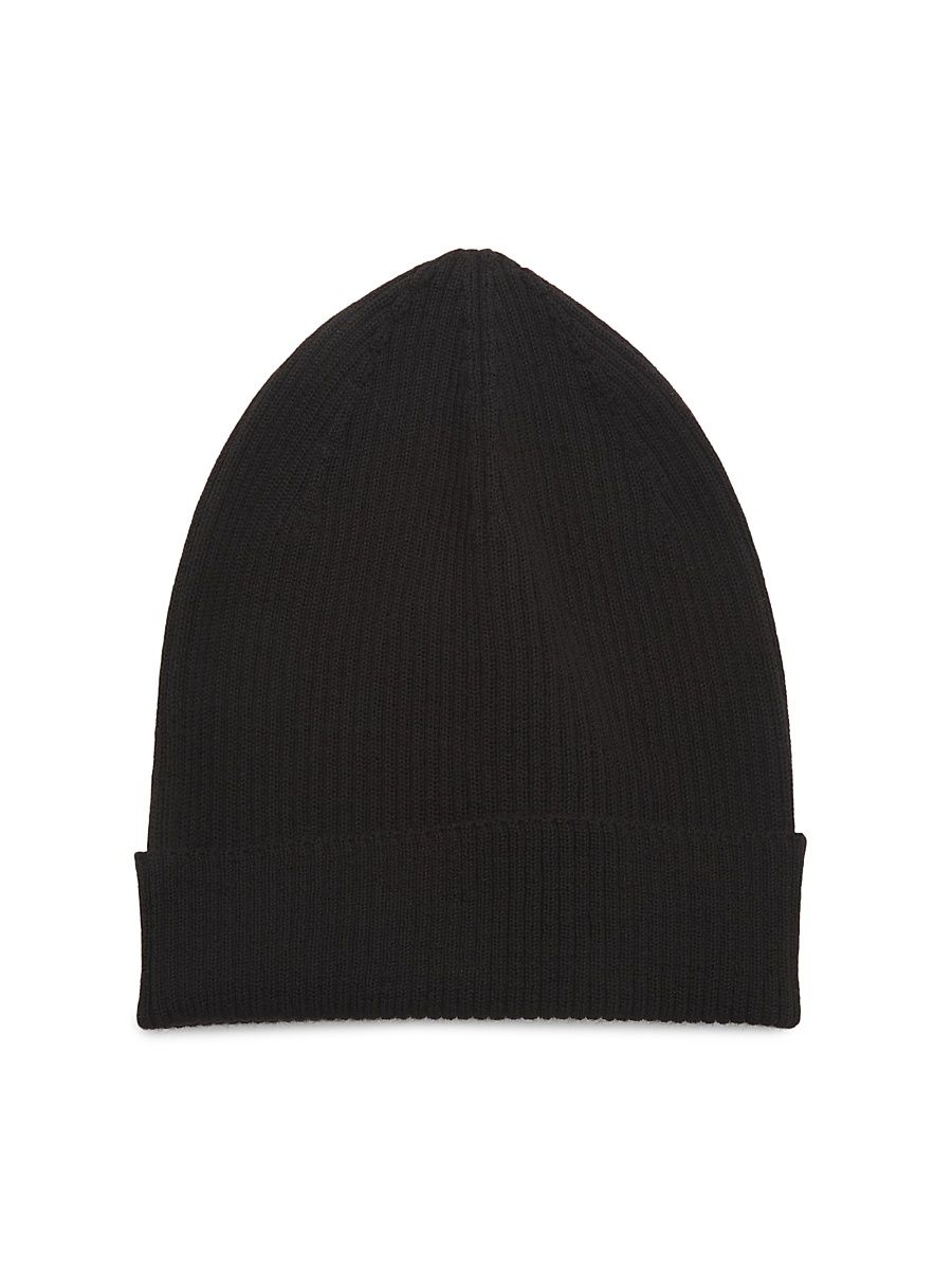 Men's Rib-Knit Wool Beanie - Black