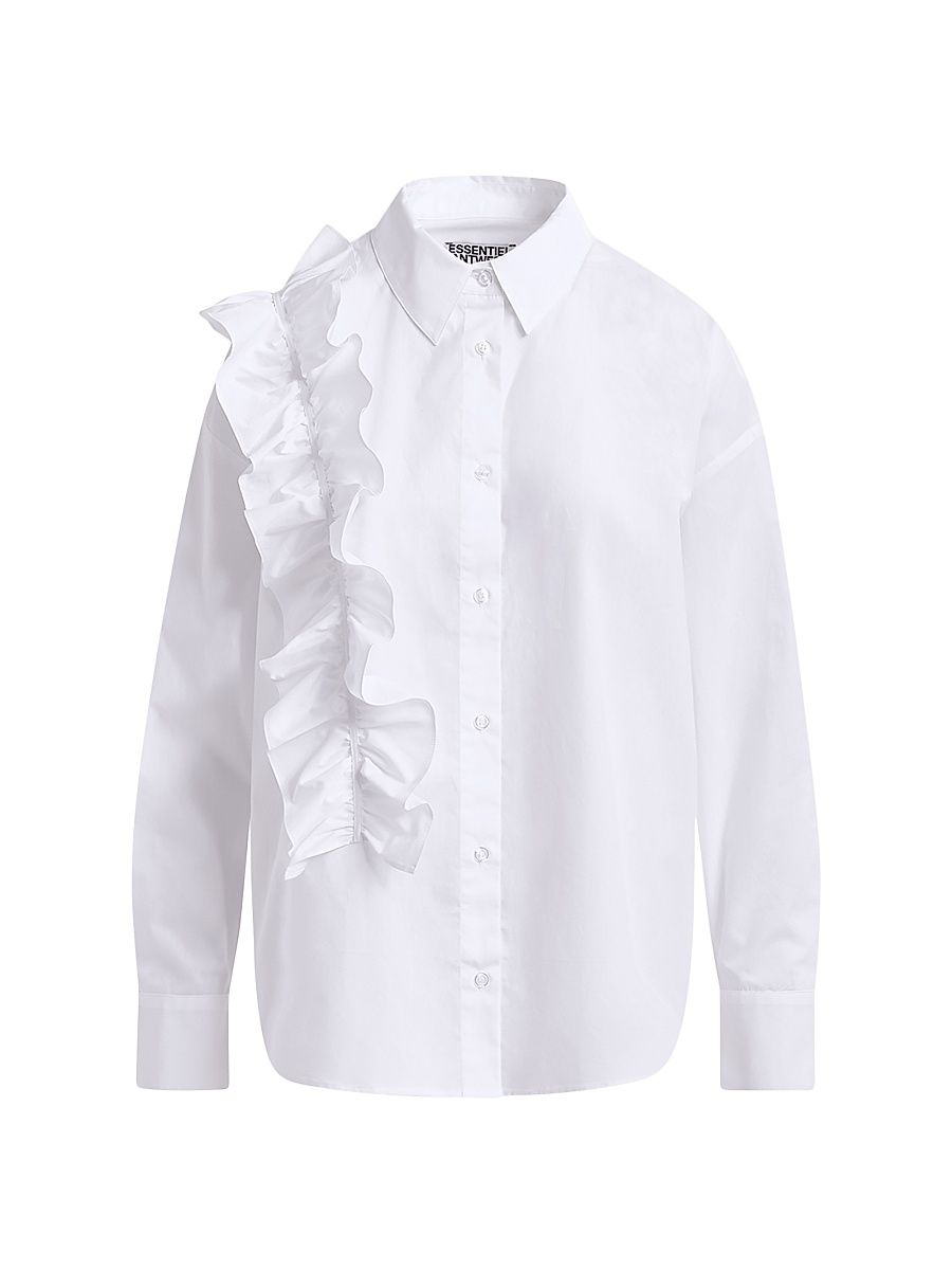 Women's Ibody Ruffled Button-Front Shirt - White - Size Medium