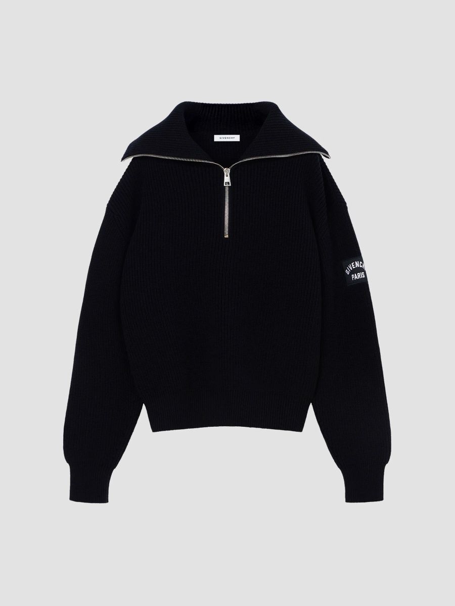 Givenchy Men's Zipped Sweater in Cotton and Wool - Black - Size XXL