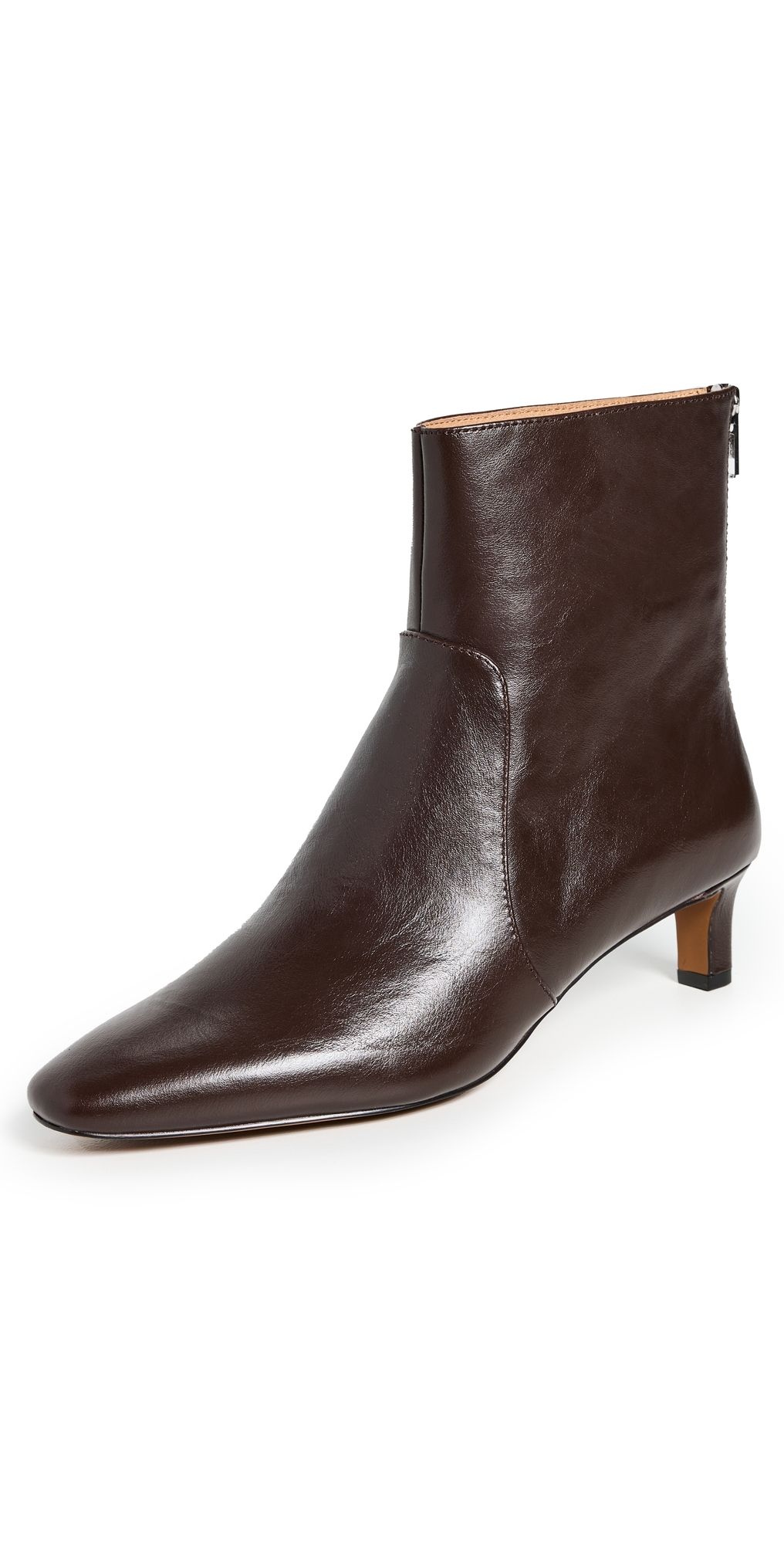 Madewell The Dimes Kitten-Heel Boot in Crinkle Leather Turkish Coffee 7.5