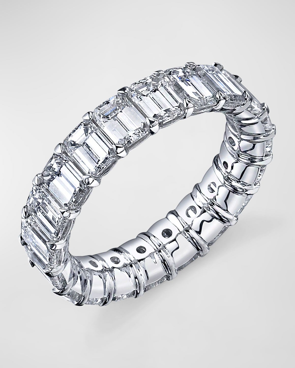 Large Platinum Eternity Band with Emerald Cut Diamonds, 11.25ct
