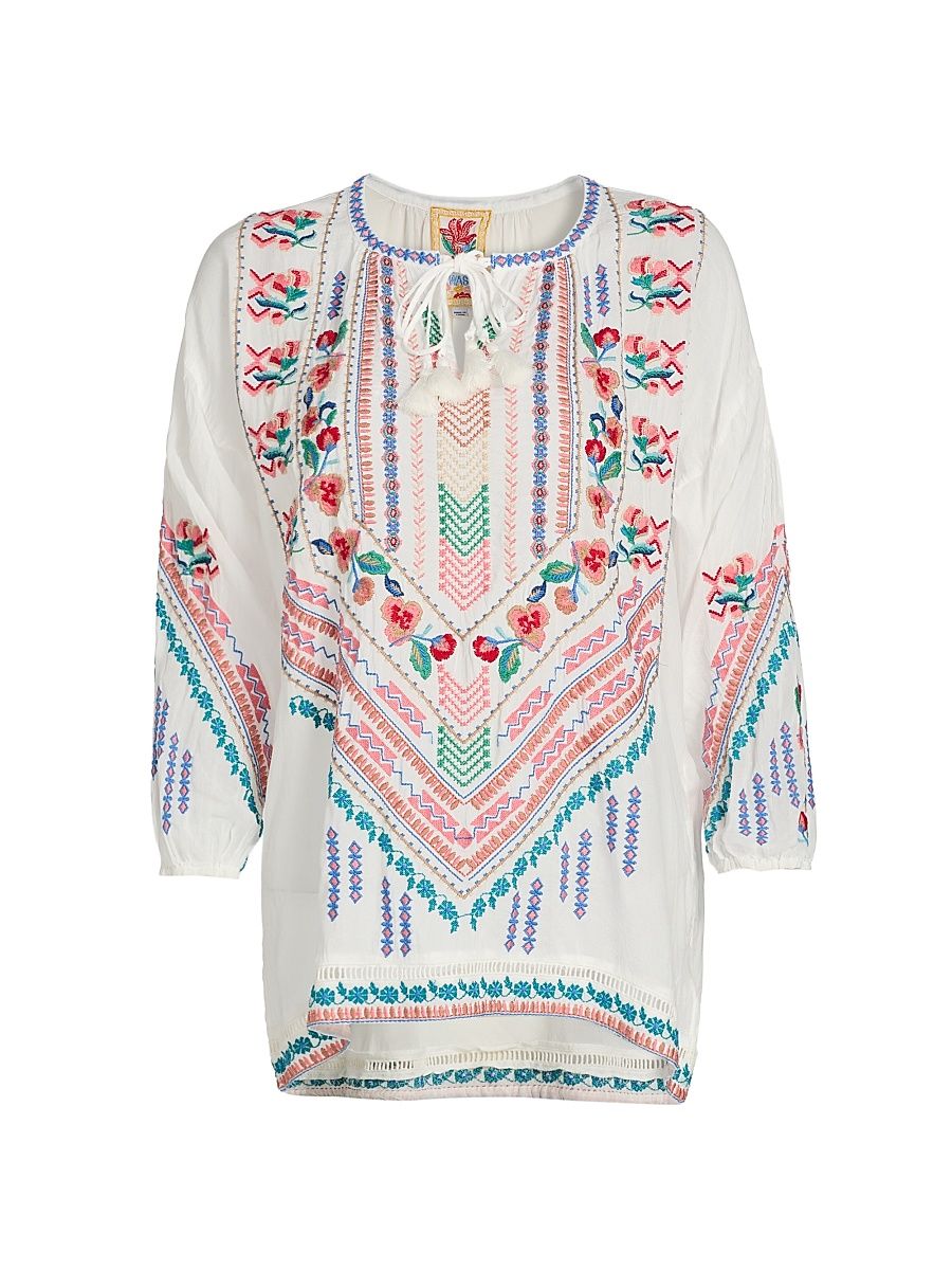 Women's Mia Margot Embroidered Blouse - White - Size XXL