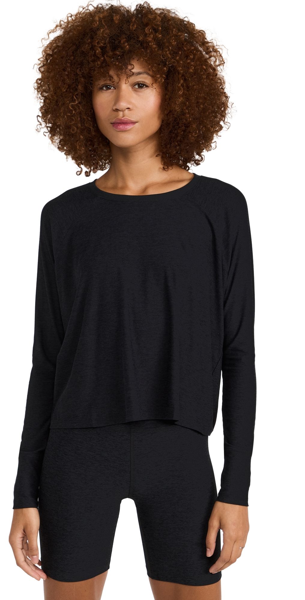 Beyond Yoga Featherweight Daydreamer Pullover Tee Darkest Night XL