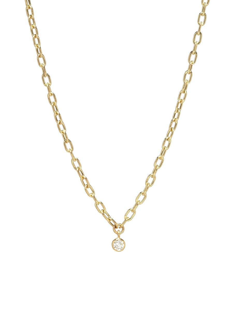 Women's 14K Yellow Gold & Bezel Diamond Pendant Necklace - Gold
