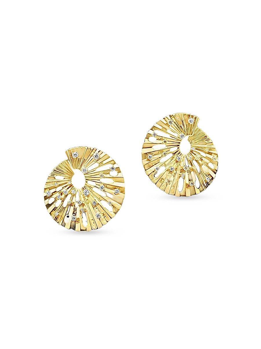 Women's Bahia 18K Yellow Gold & 0.54 TCW Diamond Curved Drop Earrings - Yellow Gold