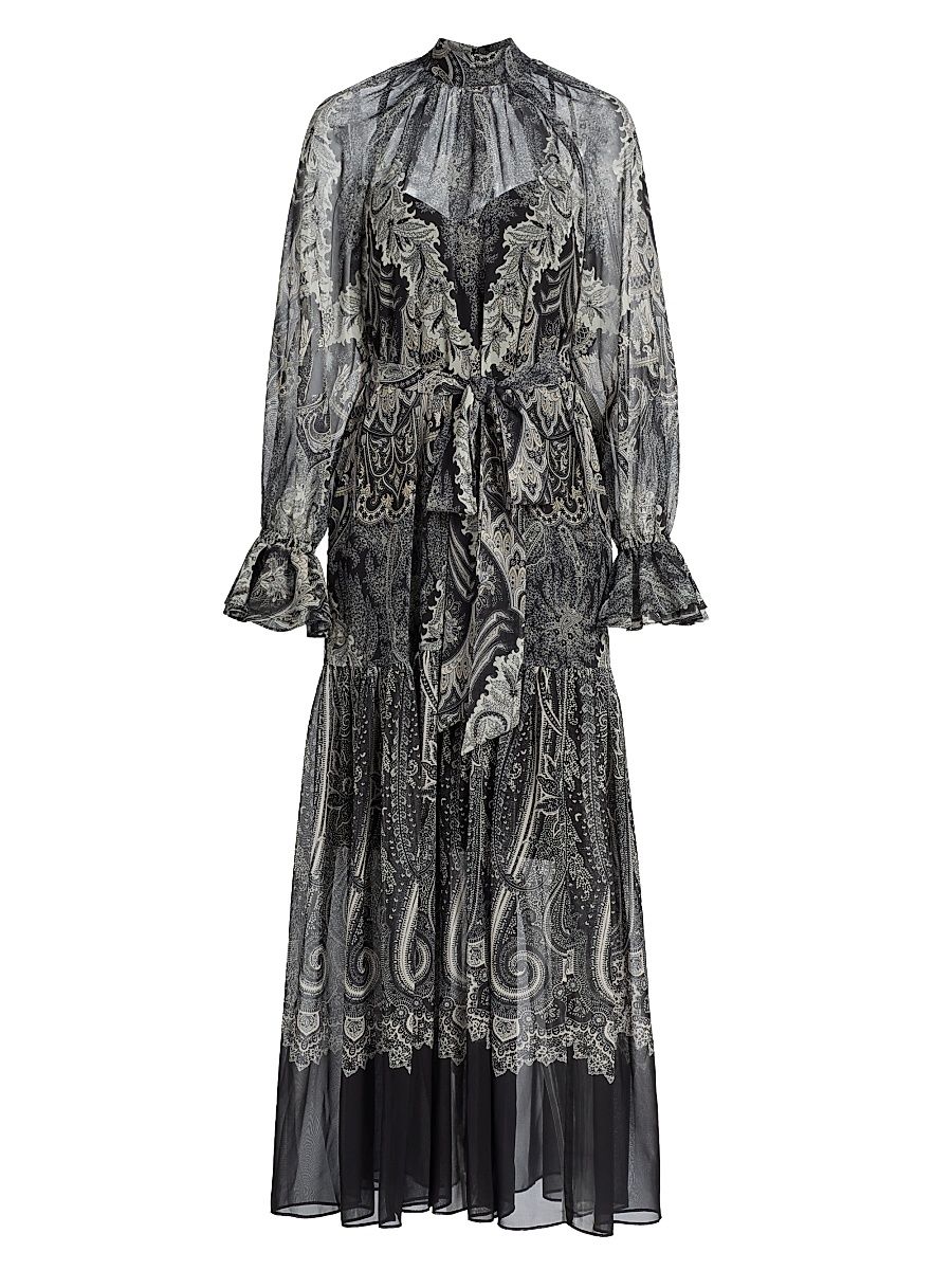 Women's Connell Printed Maxi Dress - Black Multi - Size Medium