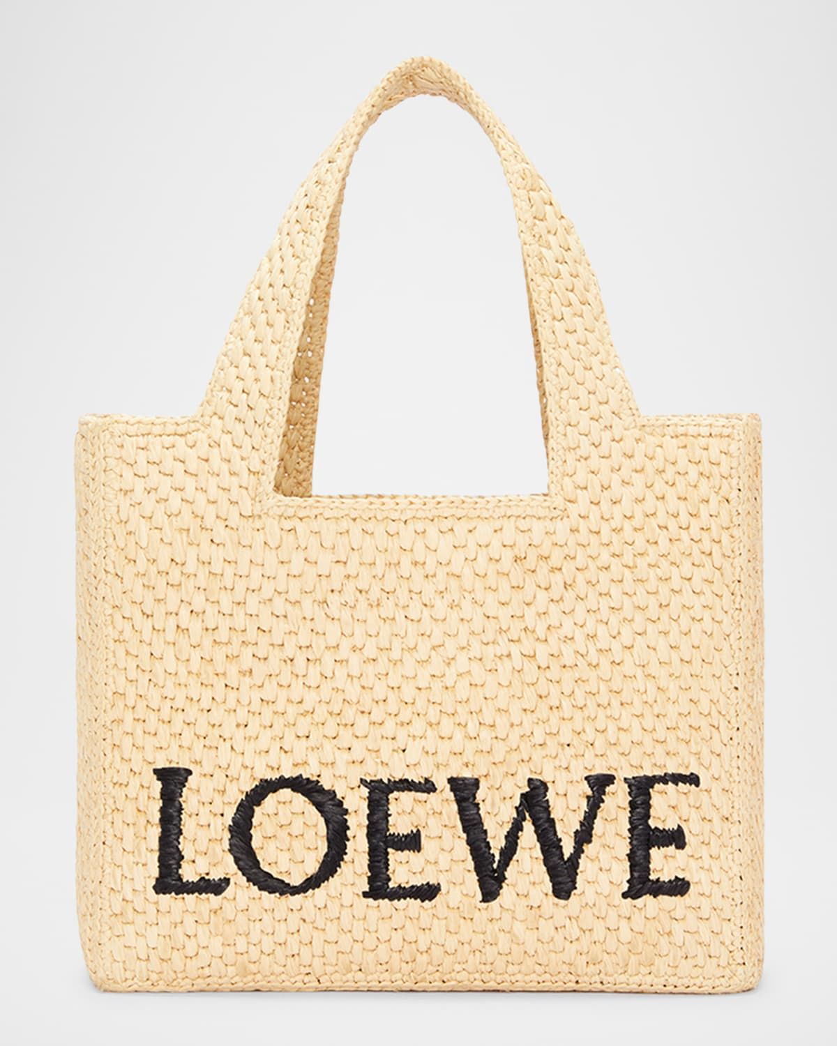 x Paula's Ibiza Font Logo Small Tote Bag in Raffia