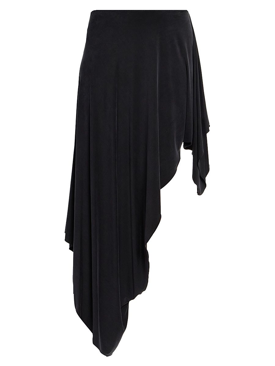 Women's Asymmetric Midi-Skirt - Black - Size 4