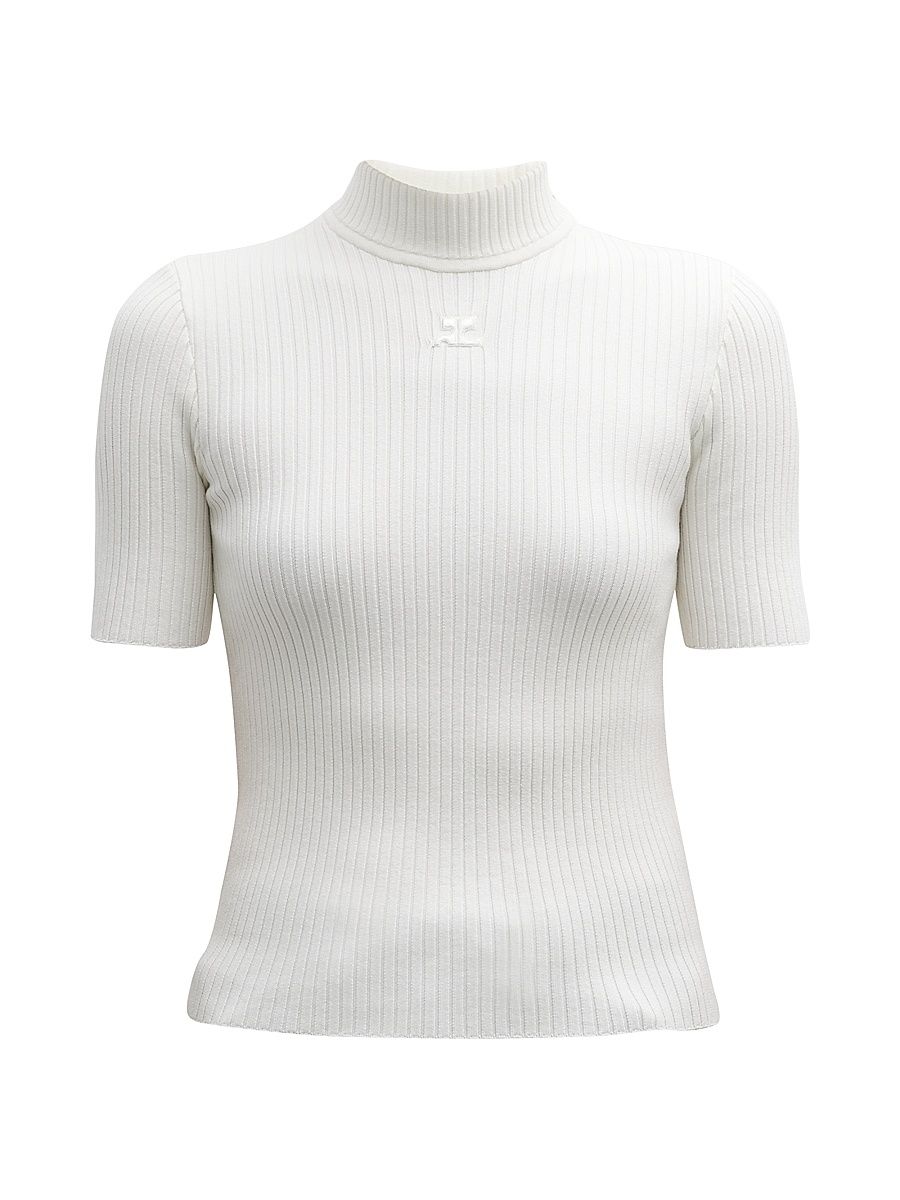 Women's Reedition Rib-Knit Blouse - White - Size Large