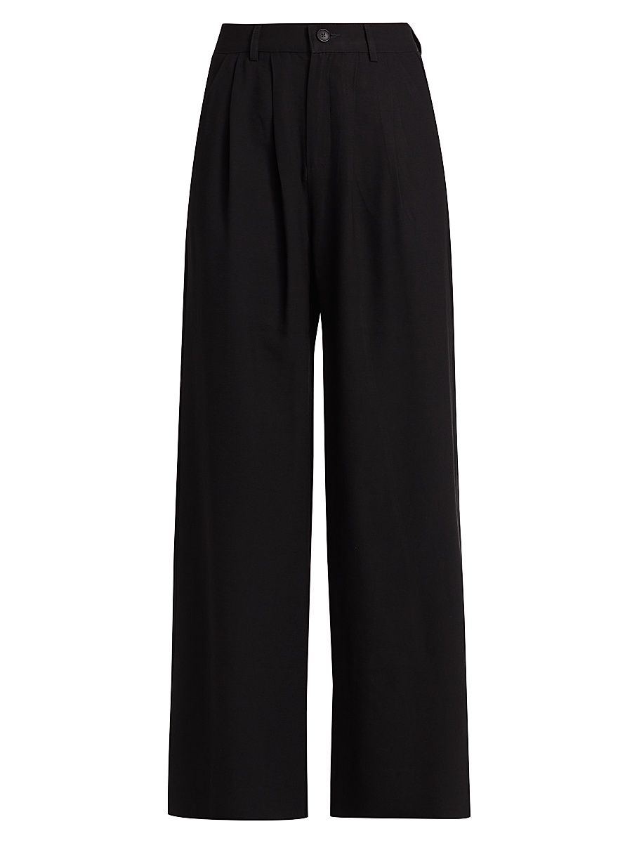Women's Fabi Pleated Straight Pants - Black - Size Medium