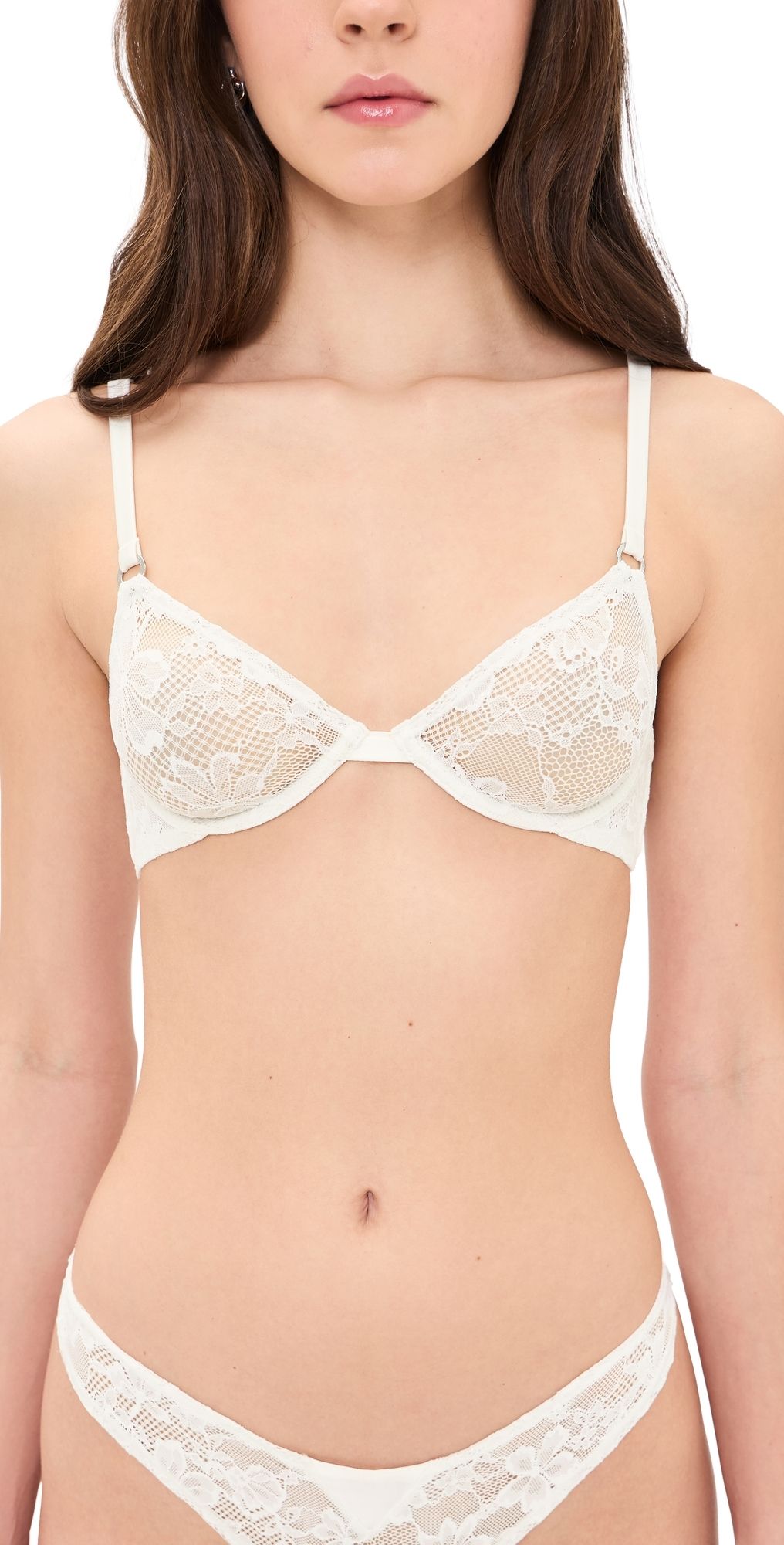 Fleur du Mal Le Stretch Lace Demi Bra Ivory 34B