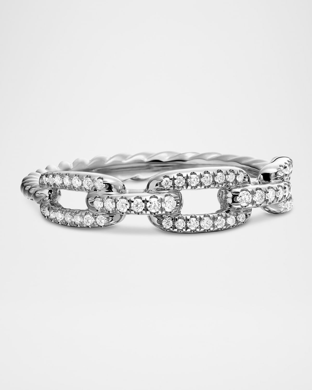 Stax Pave Diamond Chain Link Ring in 18K White Gold