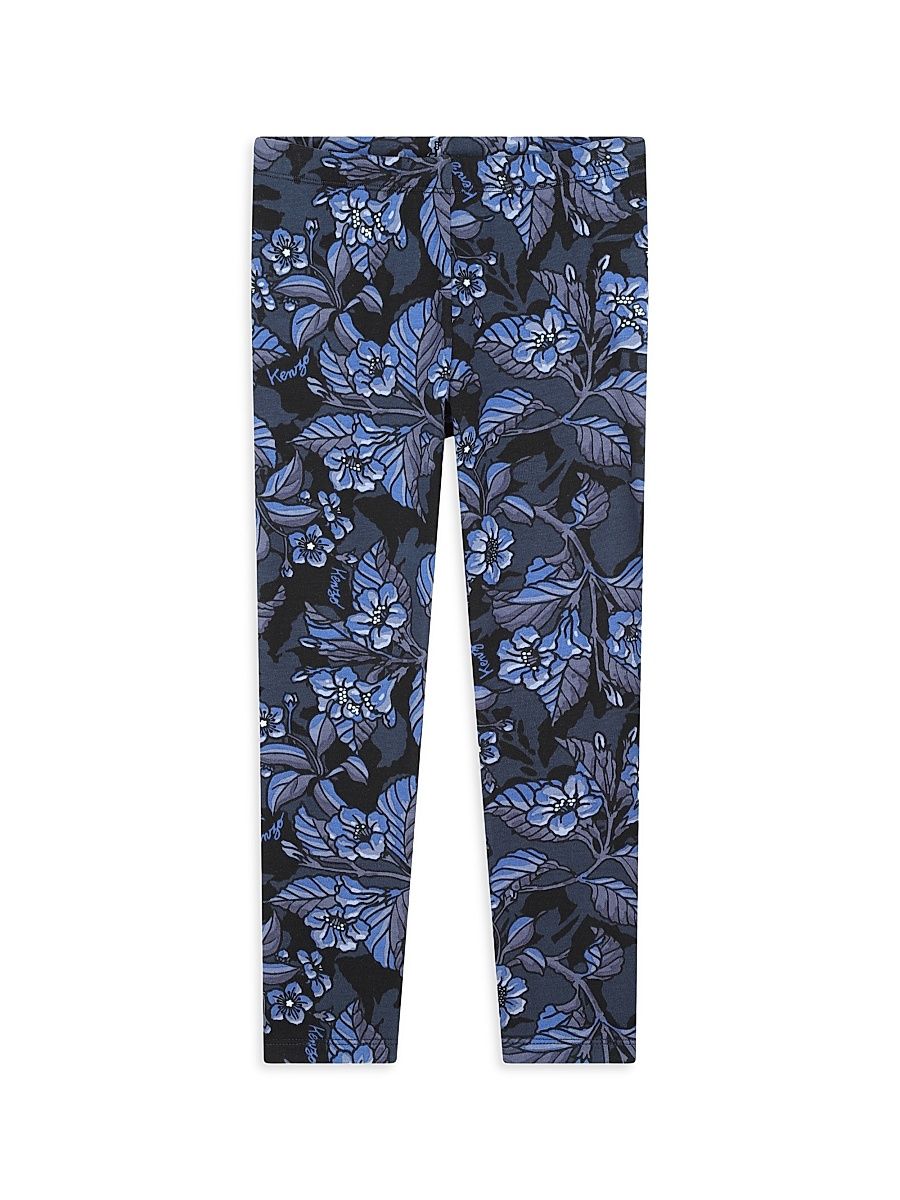Little Girl's & Girl's Floral Print Leggings - Navy - Size 12