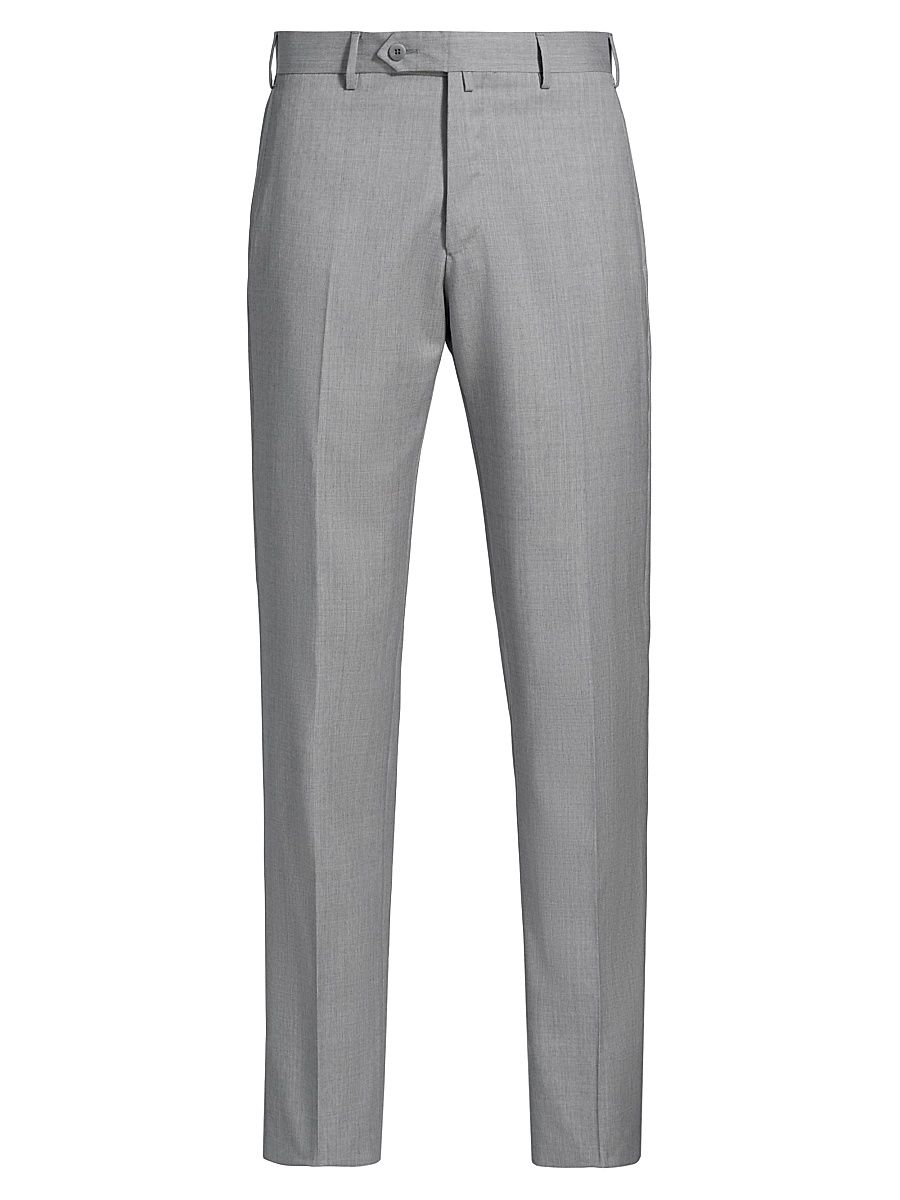 Men's COLLECTION Basic Wool Dress Trousers - Charcoal - Size 36