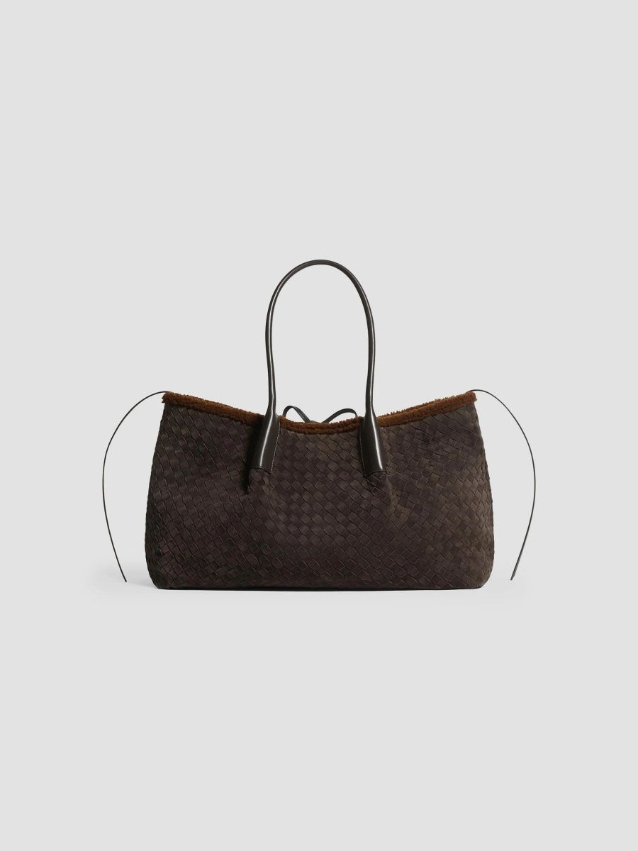 Bottega Veneta Women's PinacotecaLarge Intrecciato Suede & Shearling Tote Bag - Fondant