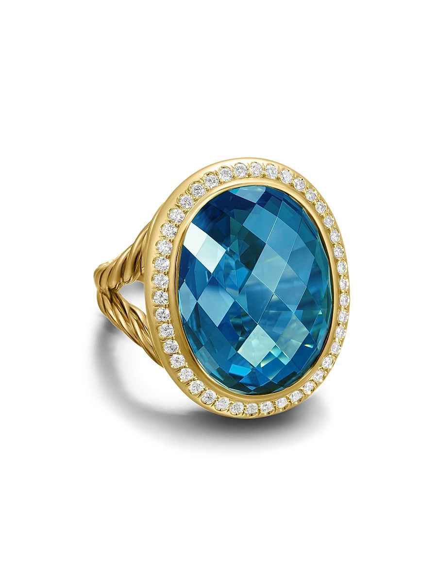 Women's Albion Oval Ring in 18K Yellow Gold - Hampton Blue Topaz - Size 7