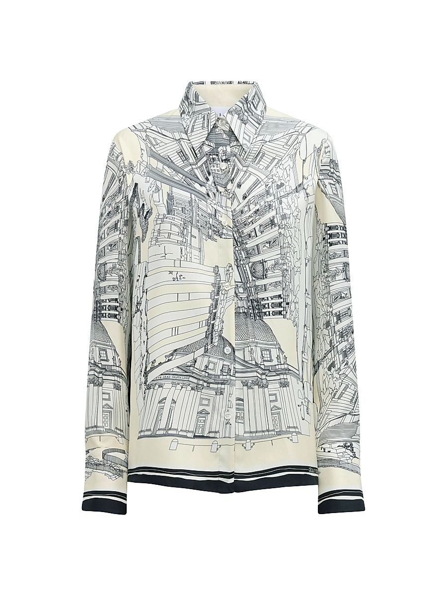 Callas Milano Women's Cameron Rome Scarf Shirt - White - Size 12