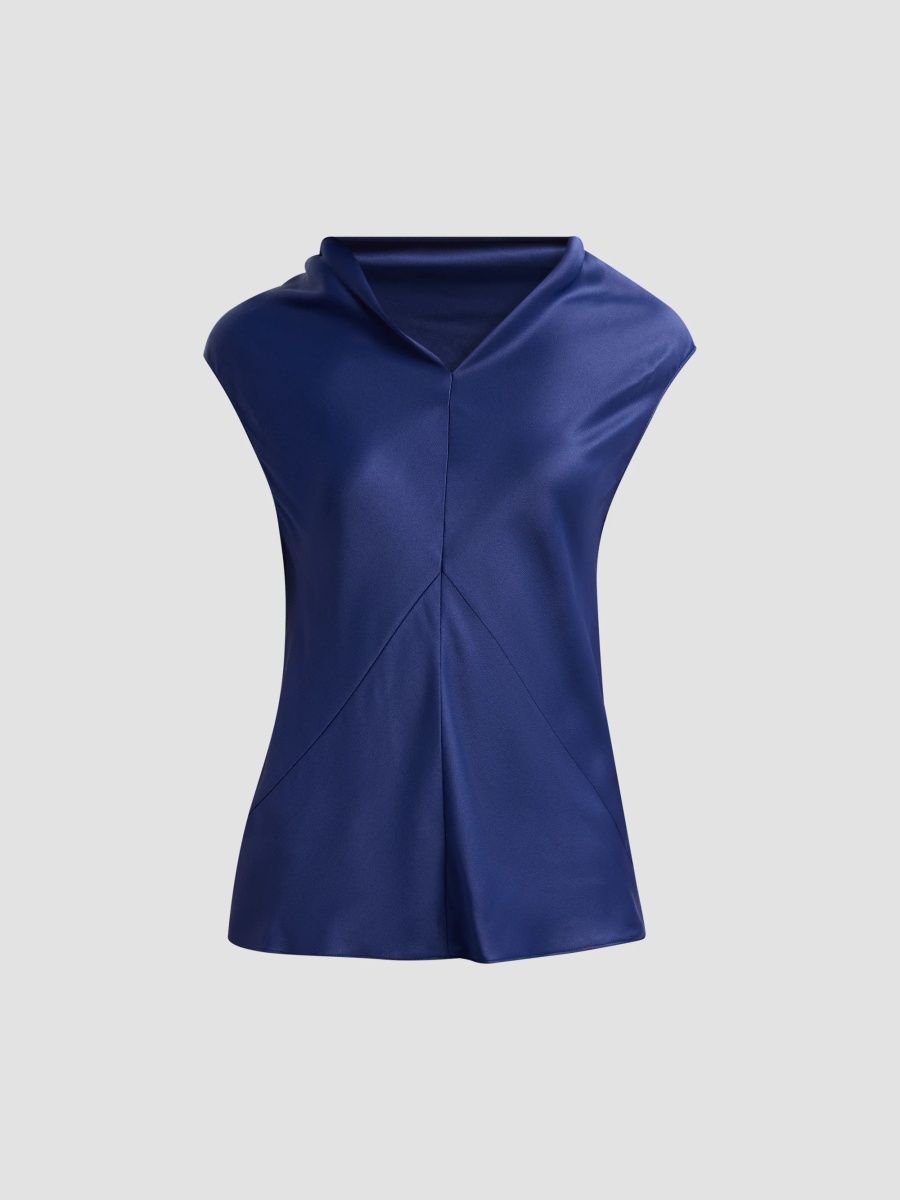 Alberta Ferretti Women's Enver Satin Blouse - Blue - Size 14
