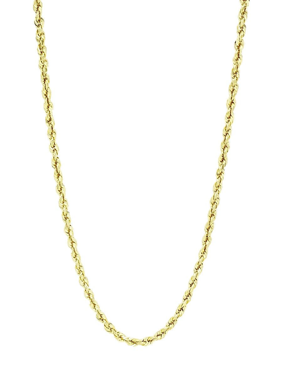 Men's 14K Yellow Gold Rope Chain Necklace/24" - Gold - Size 24