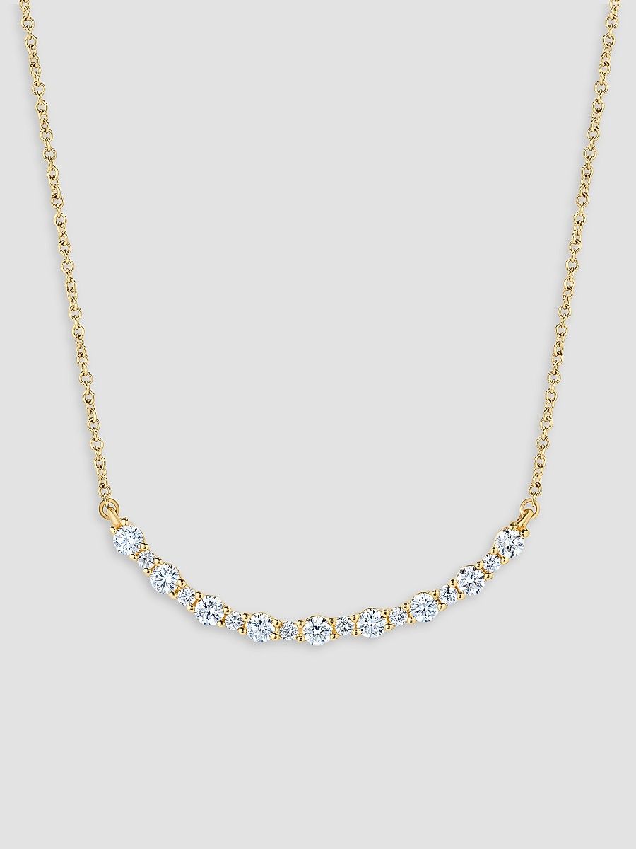 Women's 18K Gold & 0.79 TCW Diamond Curved Bar Pendant Necklace - Yellow Gold