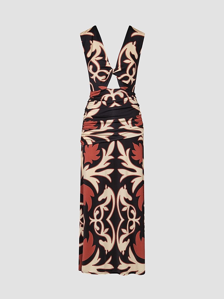 Women's Horizonte Mistico Jersey Midi Dress - Black Ecru - Size 6