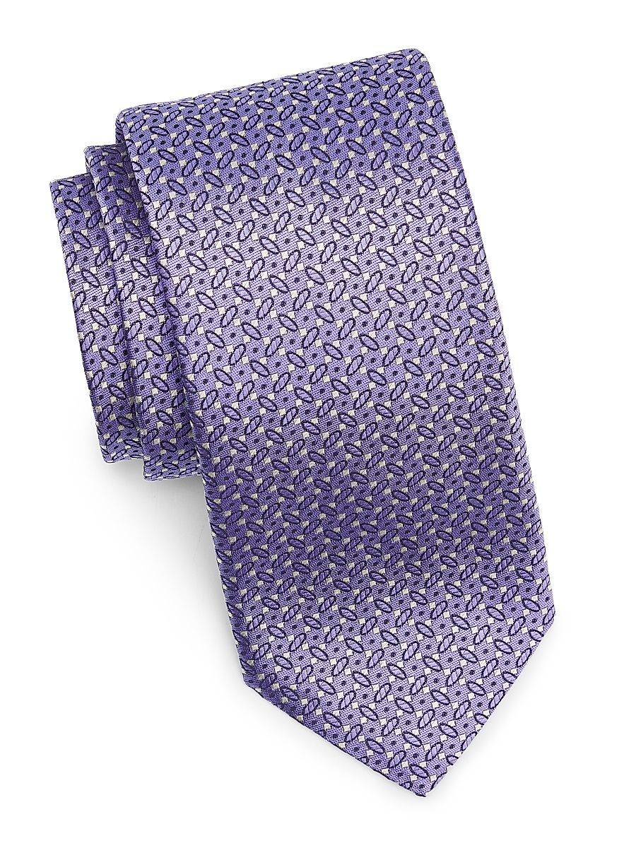 Men's Geometric Silk Tie - Purple