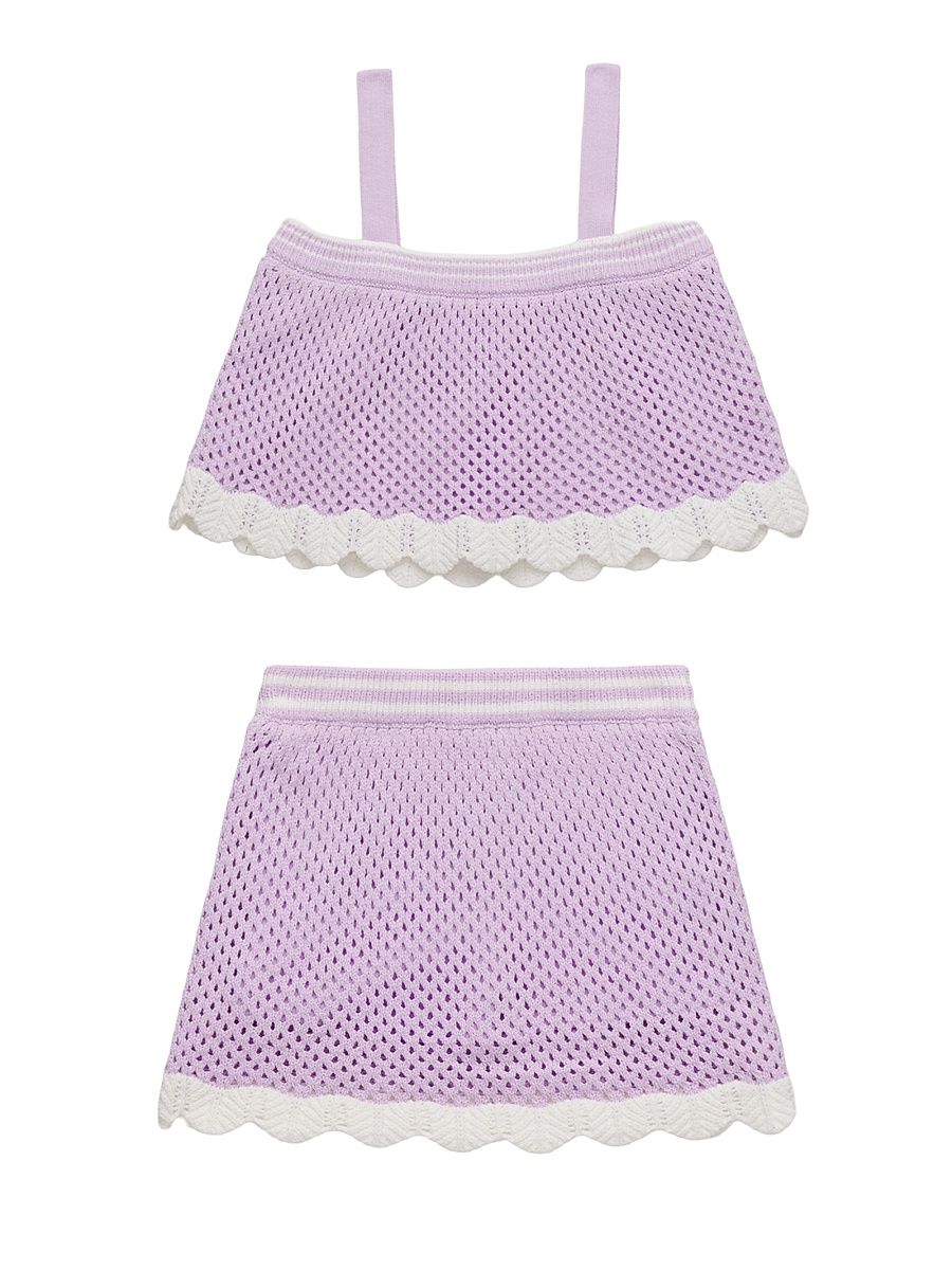 Little Girl's Crochet Top & Skort Set - Lilac Combo - Size 6
