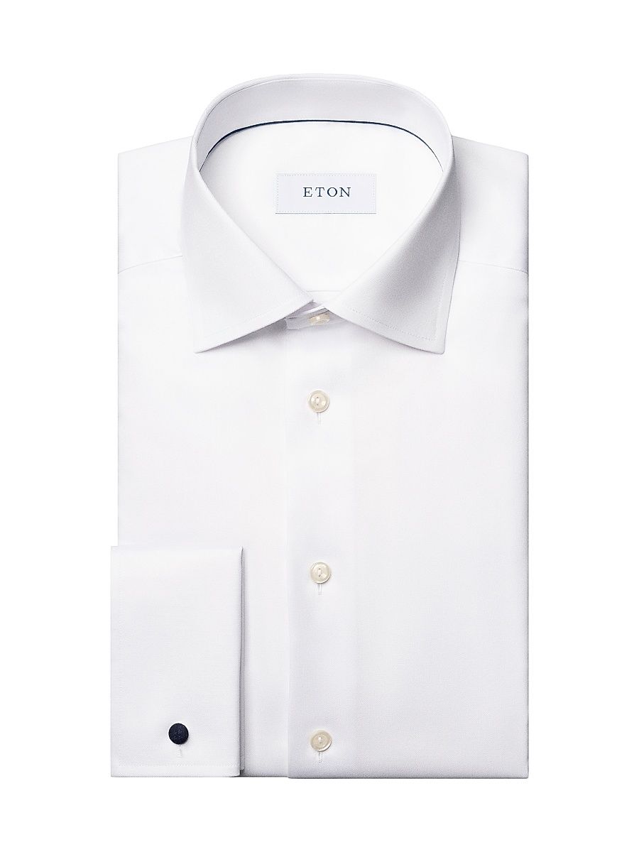 Men's Contemporary-Fit French-Cuff Twill Shirt - White - Size 17