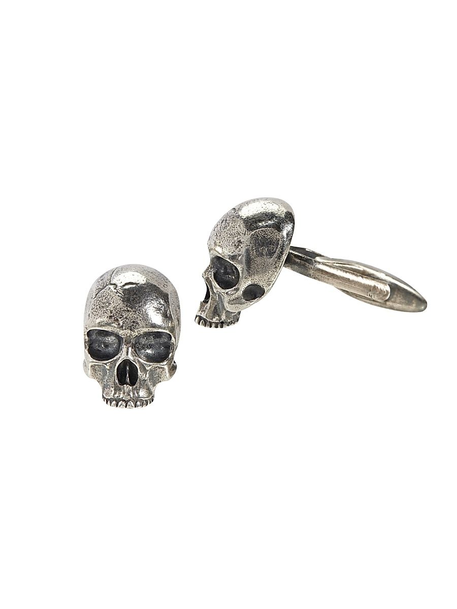Men's Skulls & Daggers Sterling Silver Skull Cufflinks - Silver