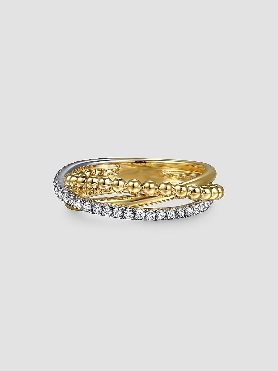 Gabriel & Co Women's Bujukan 14K Gold & 0.25 TCW Diamond Crisscross Ring - Yellow Gold - Size 8