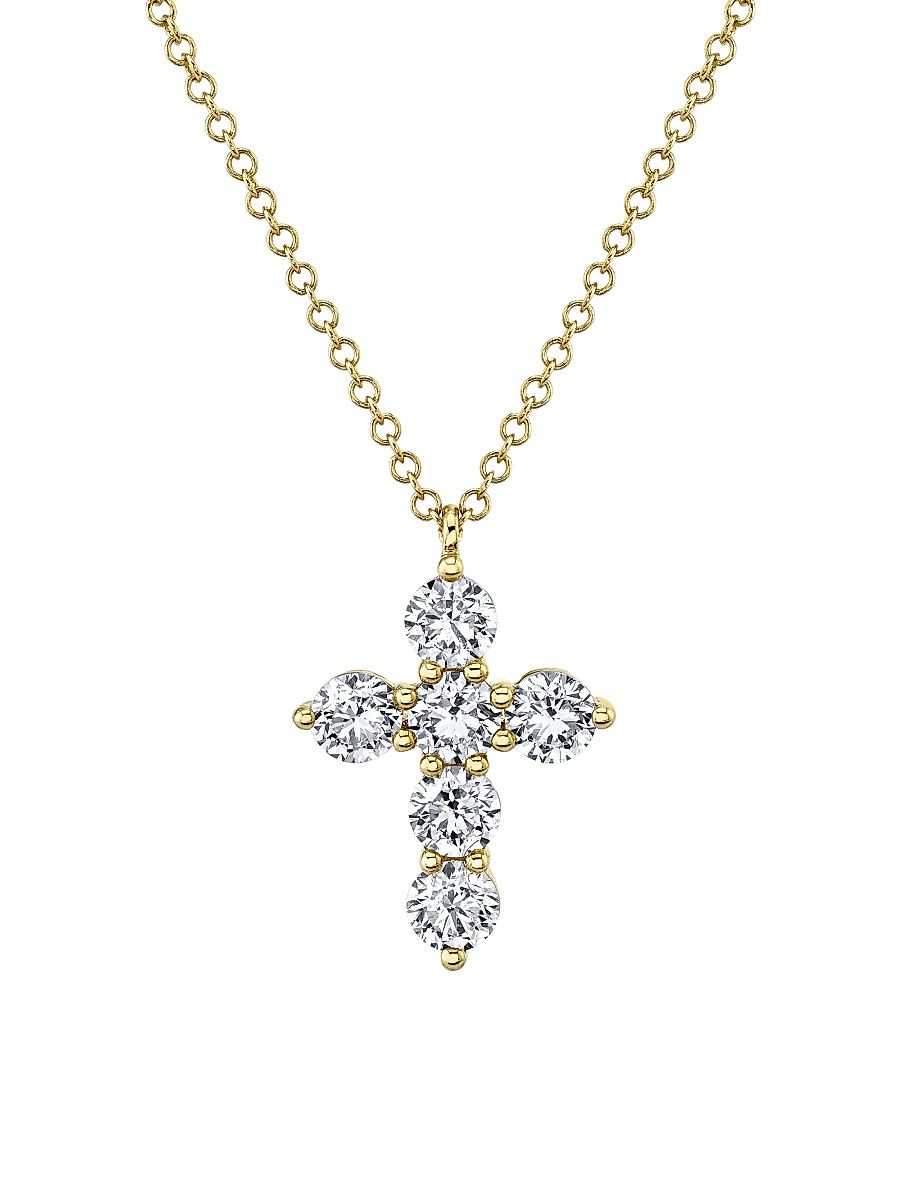 Women's 14K Yellow Gold & 1.1 TCW Diamond Cross Pendant Necklace - Yellow Gold
