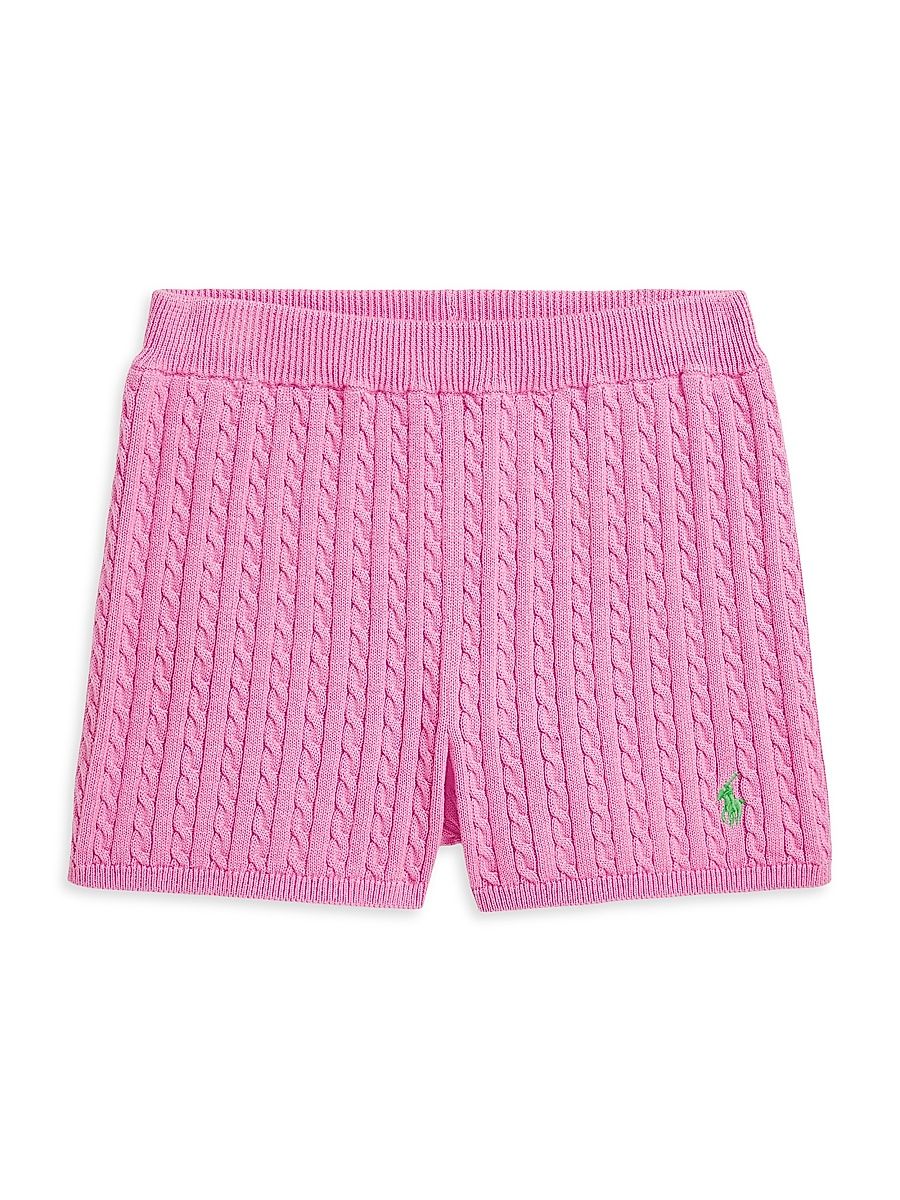 Little Girl's & Girl's Cable-Knit Cotton Shorts - Laguna Pink - Size 6