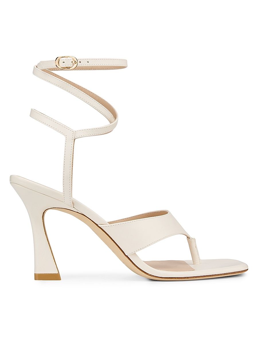 Women's Vinnie 85MM Ankle Wrap Thong Sandals - Cream - Size 9.5