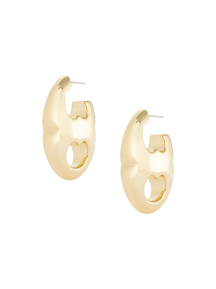 Women's Gemini 18K-Gold-Plated Oval Link Earrings - Light Brass