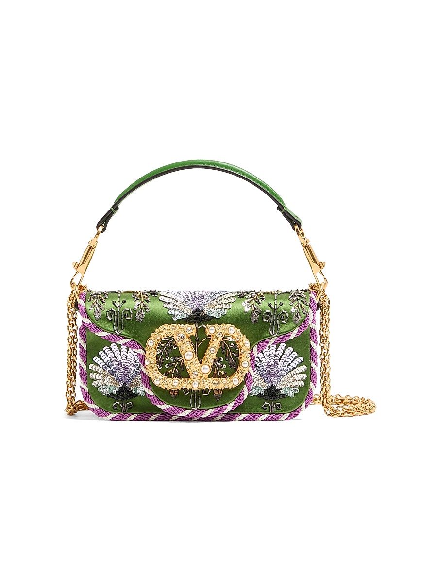 Women's Locò Small Embroidered Shoulder Bag with Jewel Logo