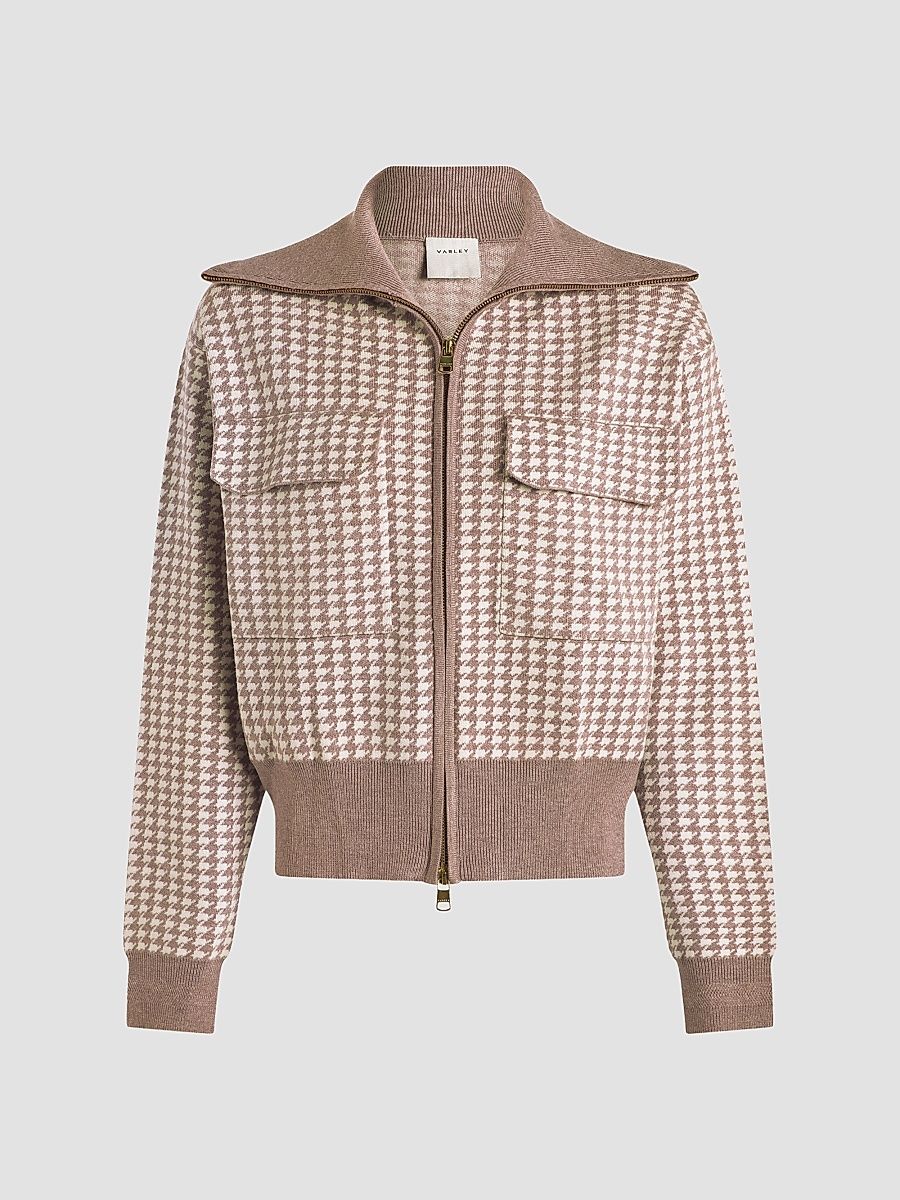 Women's Ablett Houndstooth Jacquard Jacket - Taupe - Size Large
