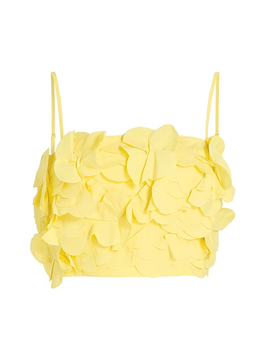 Women's Everly Petal Appliqué Cotton-Blend Top - Sunshine - Size 12