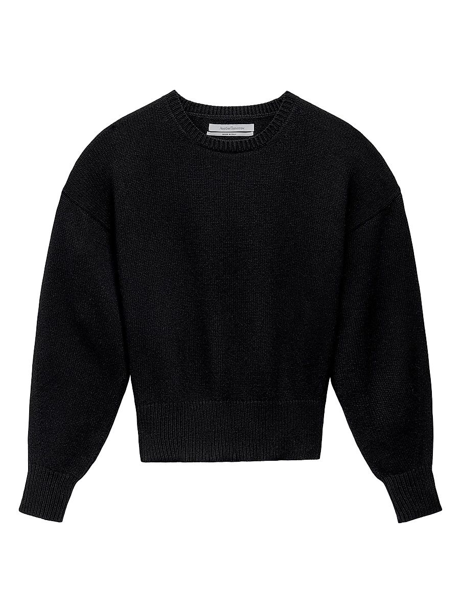 Women's Cashmere Knit Sweatshirt - Black - Size XL