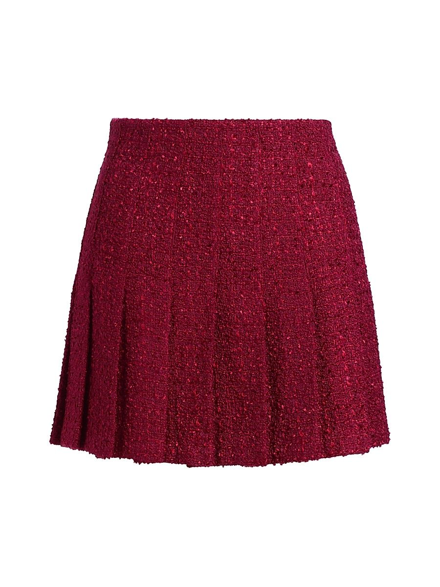 Women's Carter Stitch Wool-Blend Pleated Miniskirt - Oxblood - Size 14