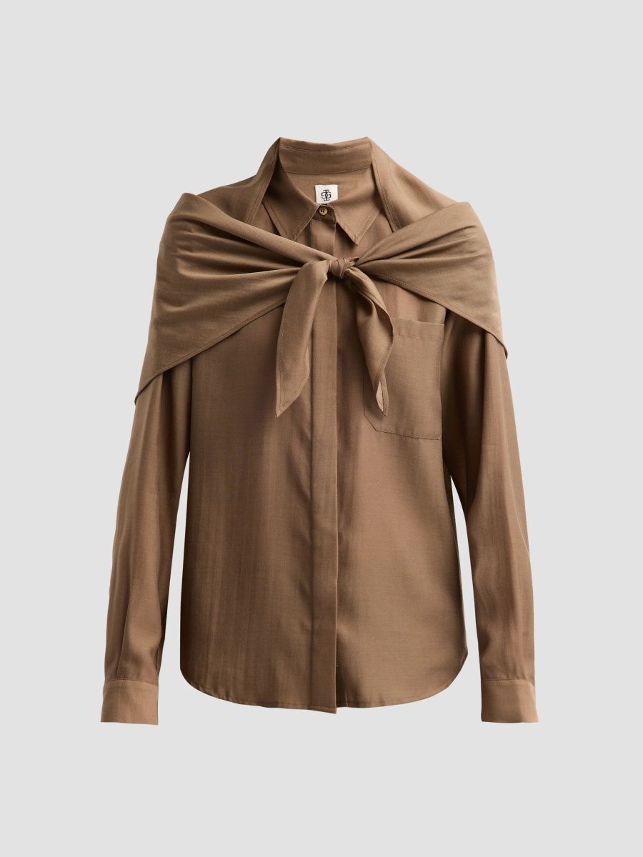 Women's Eleanor Scarf Shirt - Brown - Size 14