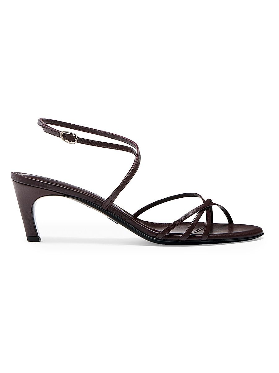 Women's Uma Strappy Leather Ankle Sandals - Currant - Size 12