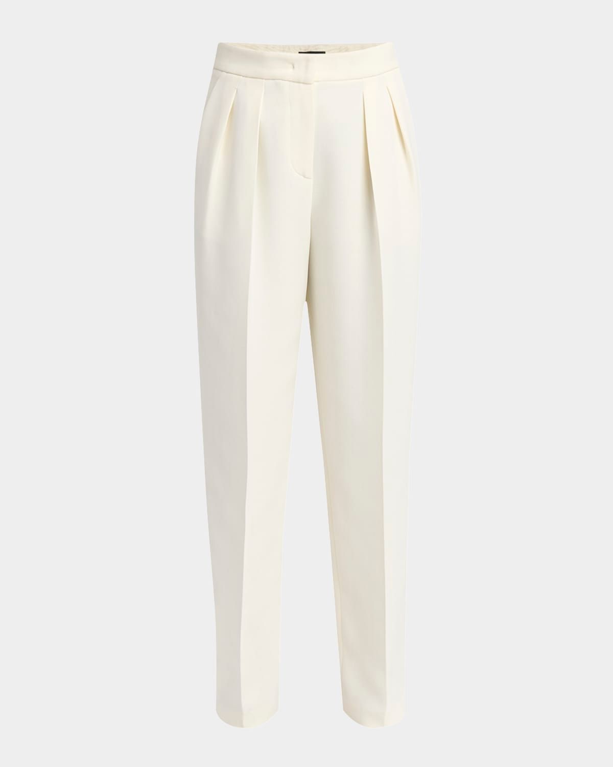 Pleated Cady Straight-Leg Tuxedo Trousers