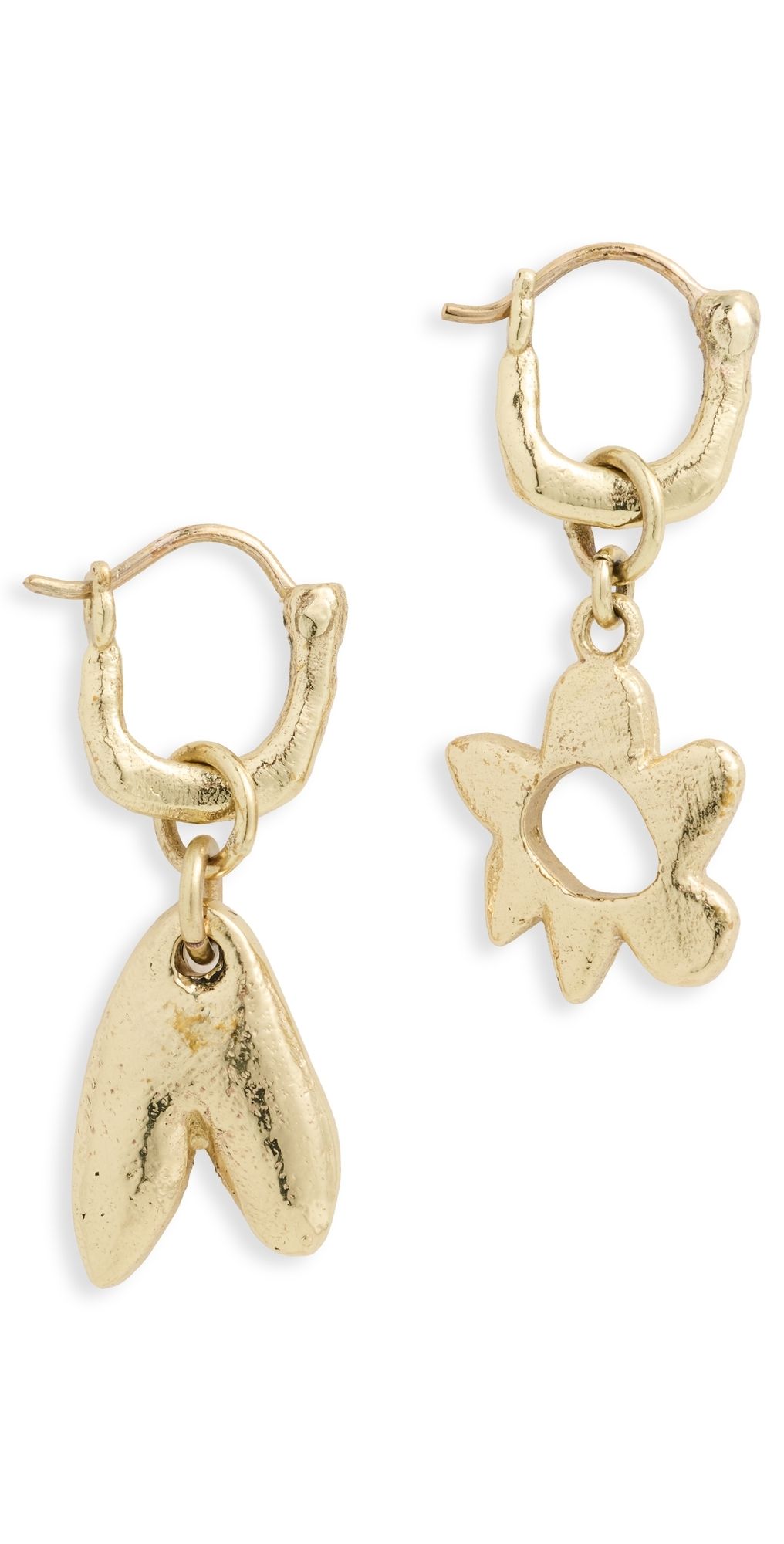 ALÉMAIS Calypso Flower and Heart Earrings Gold One Size